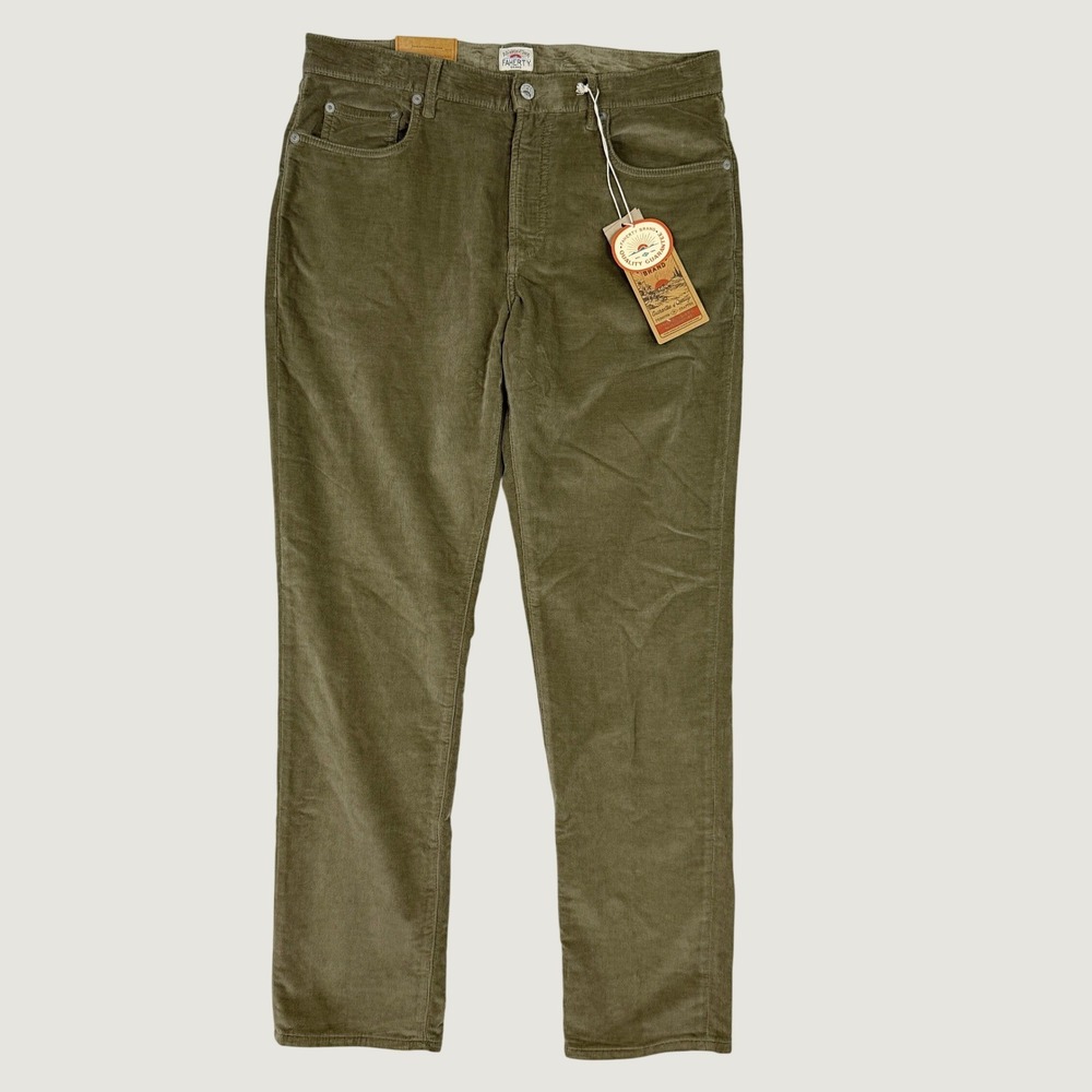 Faherty Stretch Terry Corduroy 5 Pocket Pants / 40x30 / Surplus Olive - New
